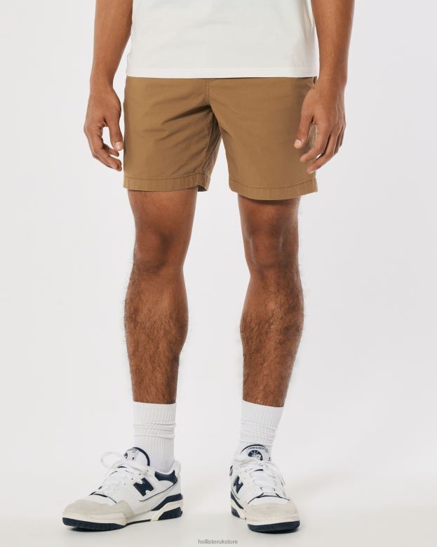 Bottoms Hollister Men Twill Jogger Shorts 7\\ 488201147 Dark Khaki